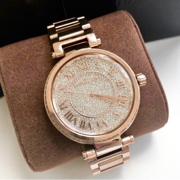 MICHAEL KORS “SKYLAR CRYSTAL PAVE” MK5868 ROSE GOLD WATCH - Picture 2 of 10